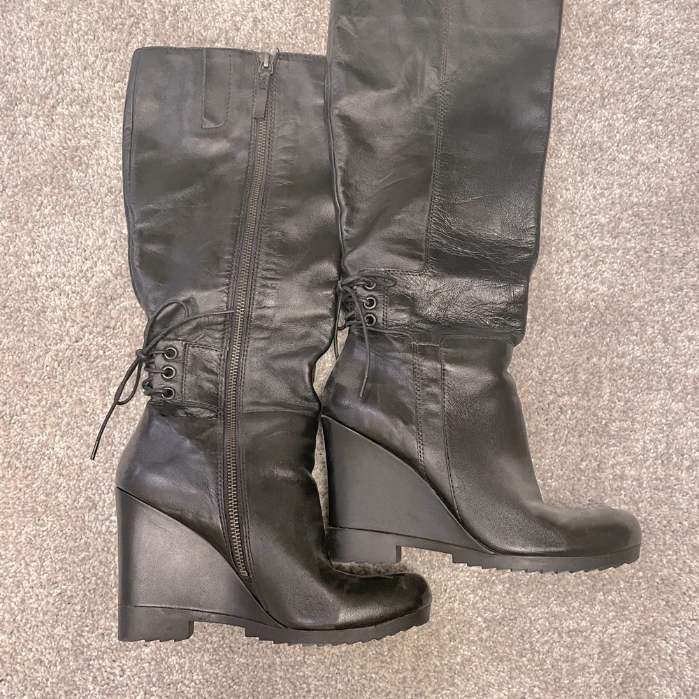 Nine West knee high wedge boot